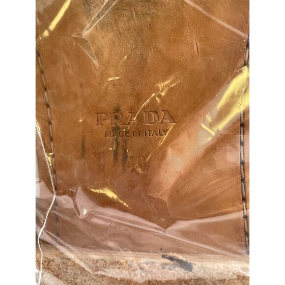 PRADA White Leather Metallic Silver Slingback Sandals Women's Size 40 Open Toe - Picture 11 of 11